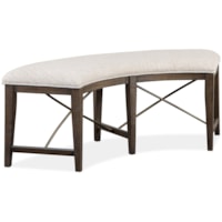 Curved Dining Bench with Upholstered Seat