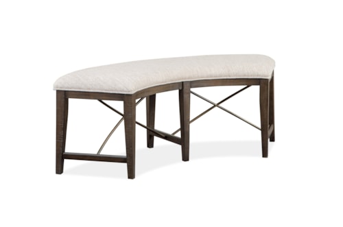 Curved Dining Bench with Upholstered Seat