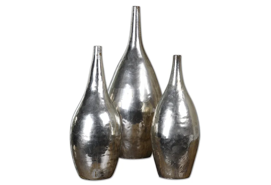 Accessories - Vases and Urns Rajata Silver Vases Set of 3 by Uttermost at Wayside Furniture & Mattress