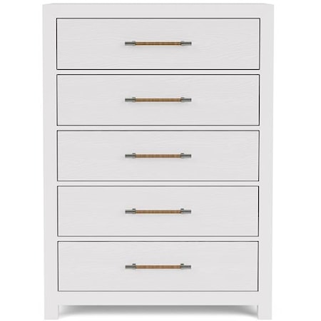 Contemporary 5-Drawer Bedroom Chest with Felt-Lined Top Drawer