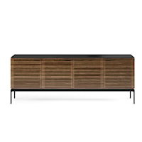 Contemporary 4-Door Storage Console with Glass Top