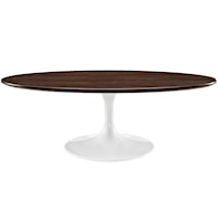 48" Oval-Shaped Walnut Coffee Table