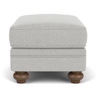 Transitional Upholstered Ottoman with Bun Feet
