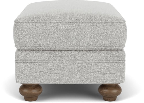 Transitional Upholstered Ottoman with Bun Feet