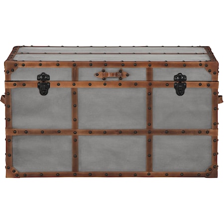Industrial Style Storage Trunk in Gray Cotton Canvas
