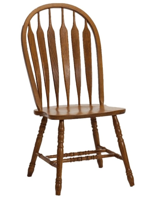 Turned Leg Curved Arrow Back Dining Side Chair
