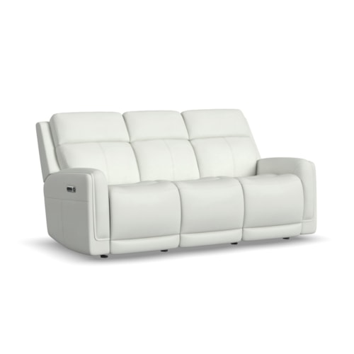 Transitional Gliding Power Reclining Sofa with Power Headrest and Lumbar