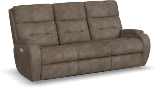 Transitional Power Reclining Sofa w/Power Headrest