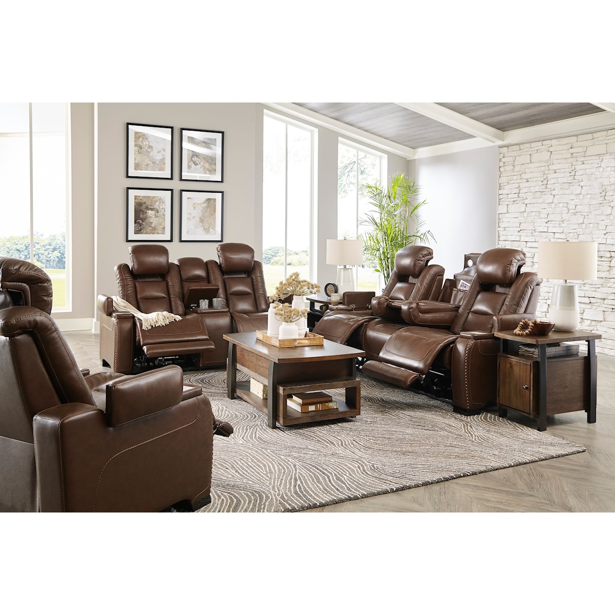 Michael Alan Select The Man-Den Power Reclining Loveseat with Console