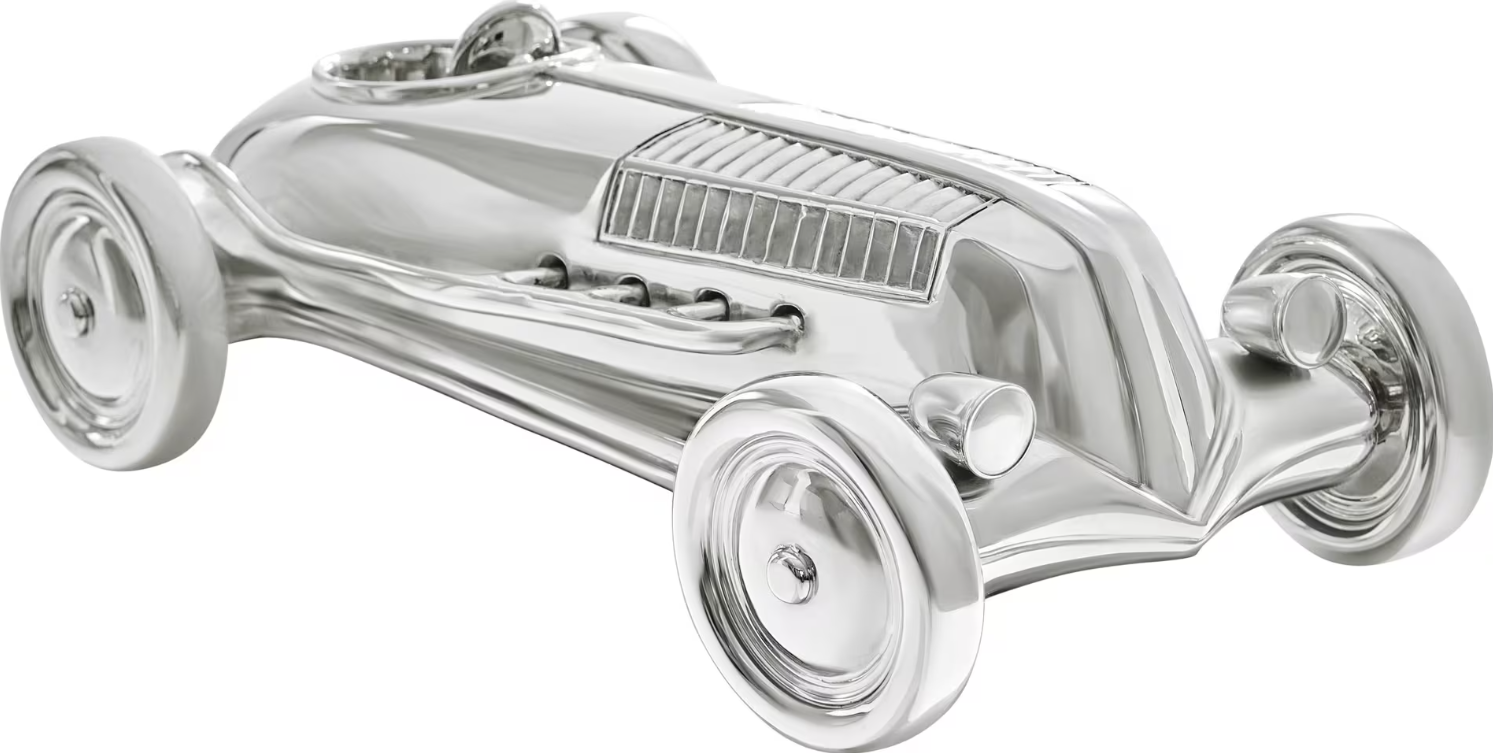 Nickel Plated Racecar Sculpture