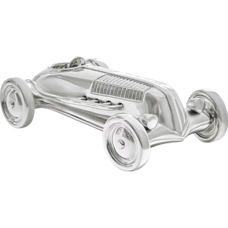 Theodore Alexander Spencer London Nickel Plated Racecar Sculpture