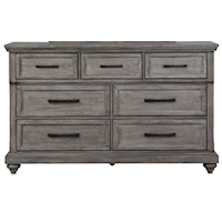 Rustic 7-Drawer Dresser with Felt-Lined Top Drawers