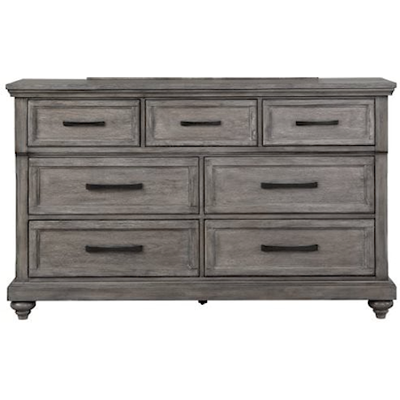Rustic 7-Drawer Dresser with Felt-Lined Top Drawers