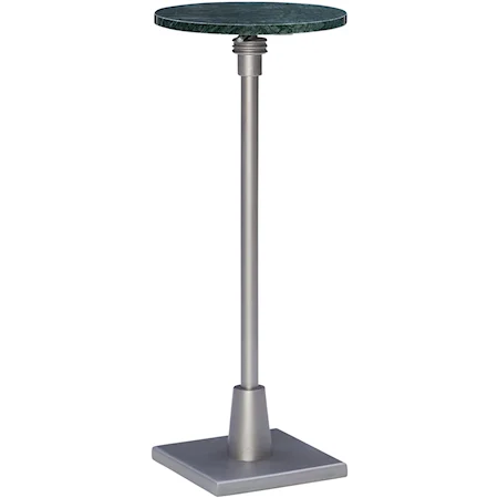 Adj Drink Table Silver With Green Marble