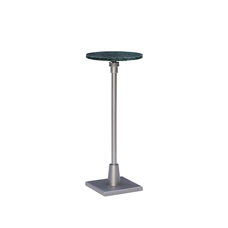 Adj Drink Table Silver With Green Marble