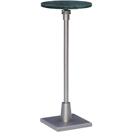 Adj Drink Table Silver With Green Marble