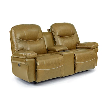 Leather Console Rocking Reclining Loveseat
