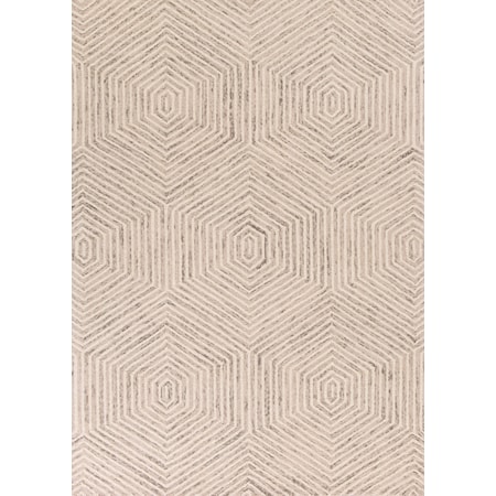 5' X 7' Ivory Honeycomb Area Rug