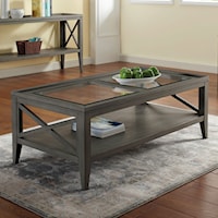 Transitional Coffee Table with Glass Top
