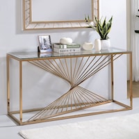 Gold Finish Sofa Table with Glass Top