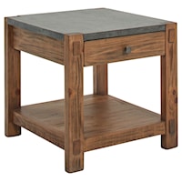 Rustic 1-Drawer End Table with Open Shelf