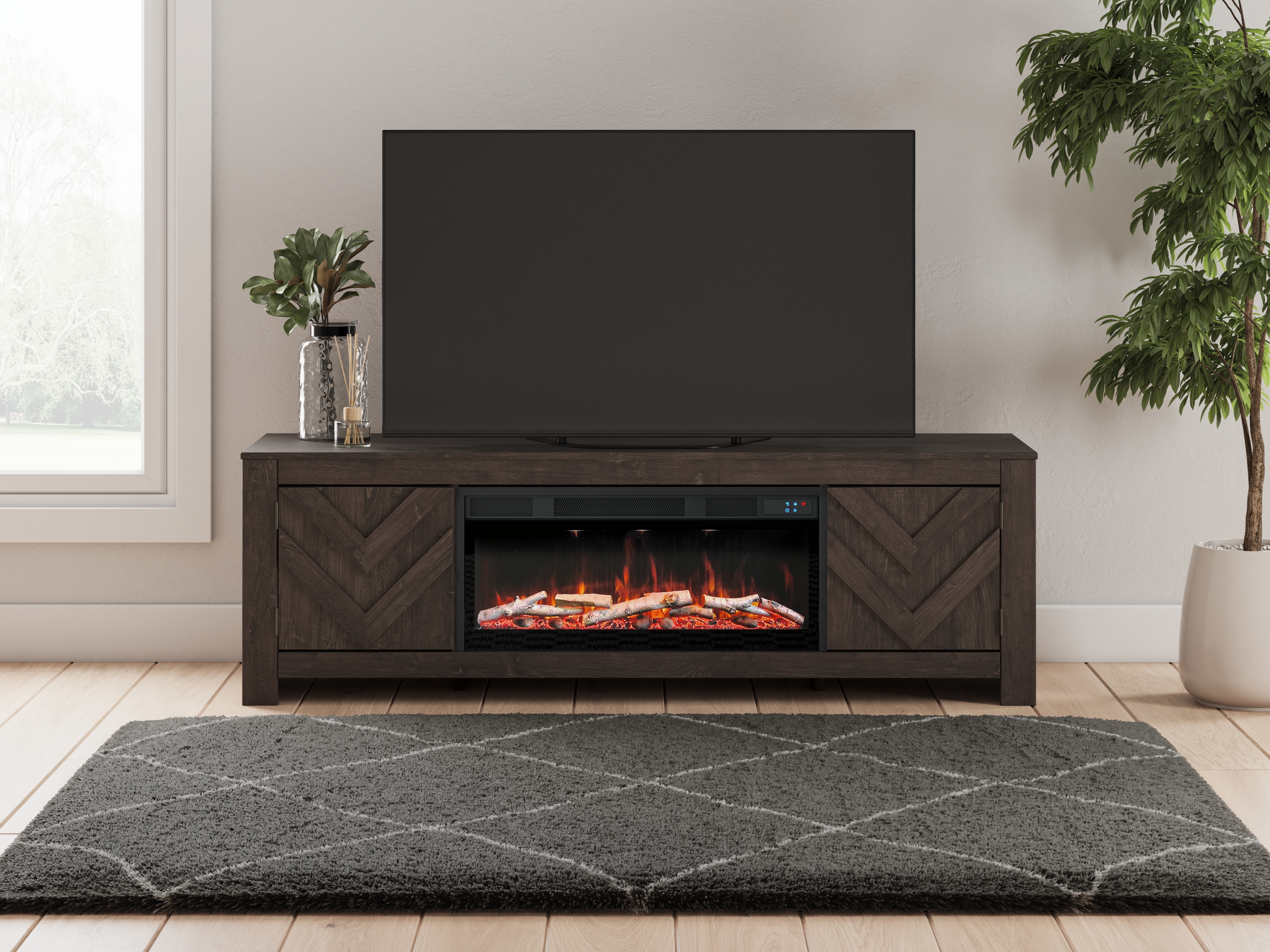 71" TV Stand With Electric Fireplace
