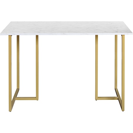 Metal Frame Marble Top Desk in Gold