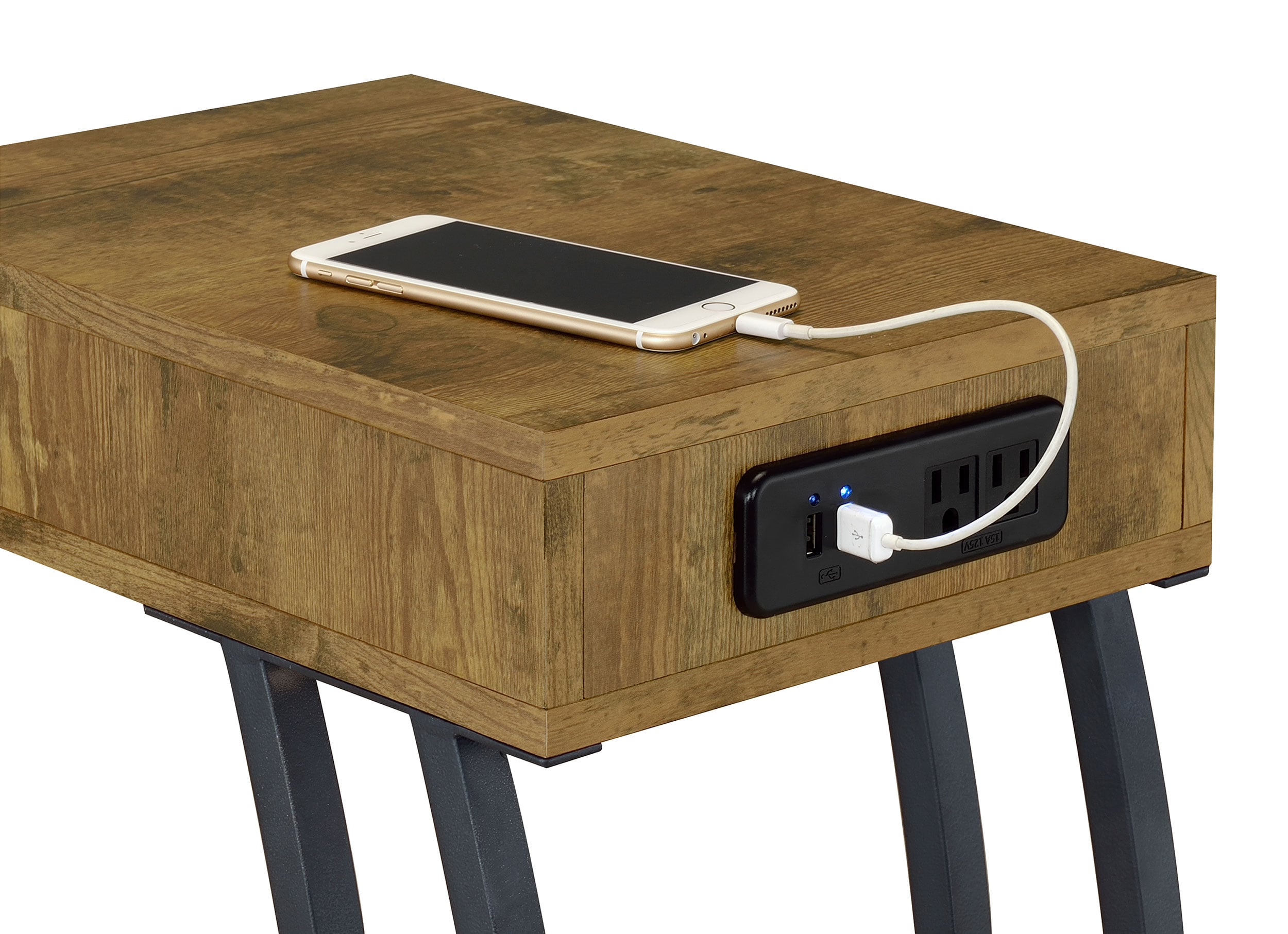 Coaster Troy 1-drawer C-Shaped Side Table Power Outlet