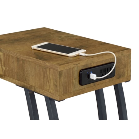 ACCENT TABLE NUTMEG | W/ POWER STRIP &amp; USB P