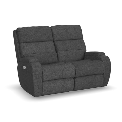Transitional Dual Power Reclining Loveseat w/Power Headrest