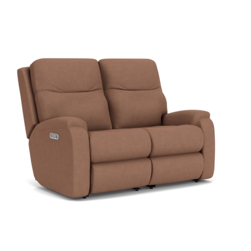 Transitional Power Reclining Loveseat with Power Headrests and Lumbar