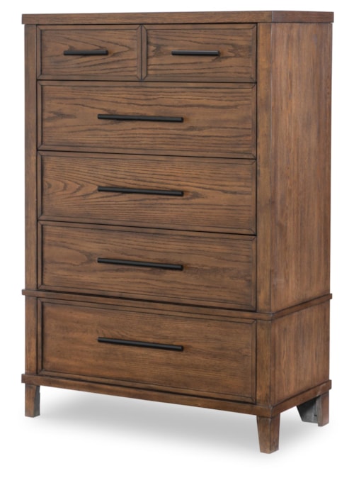 Coastal 5-Drawer Bedroom Chest with Mineral Black Hardware