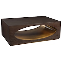 Modern Rectangular Cocktail Table with Antique Brass Accent