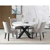Modern Dining Set with 4 Upholstered Side Chairs