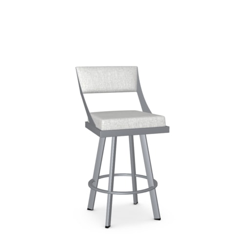 Contemporary Upholstered Counter Height Swivel Stool with Open Back