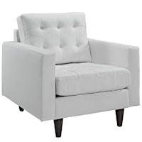 Empress Contemporary Bonded Leather Accent Armchair with Button Tufting - White