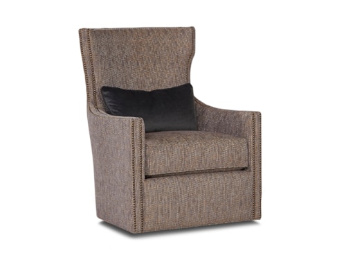 Transitional Swivel Chair with Nail Head Trim