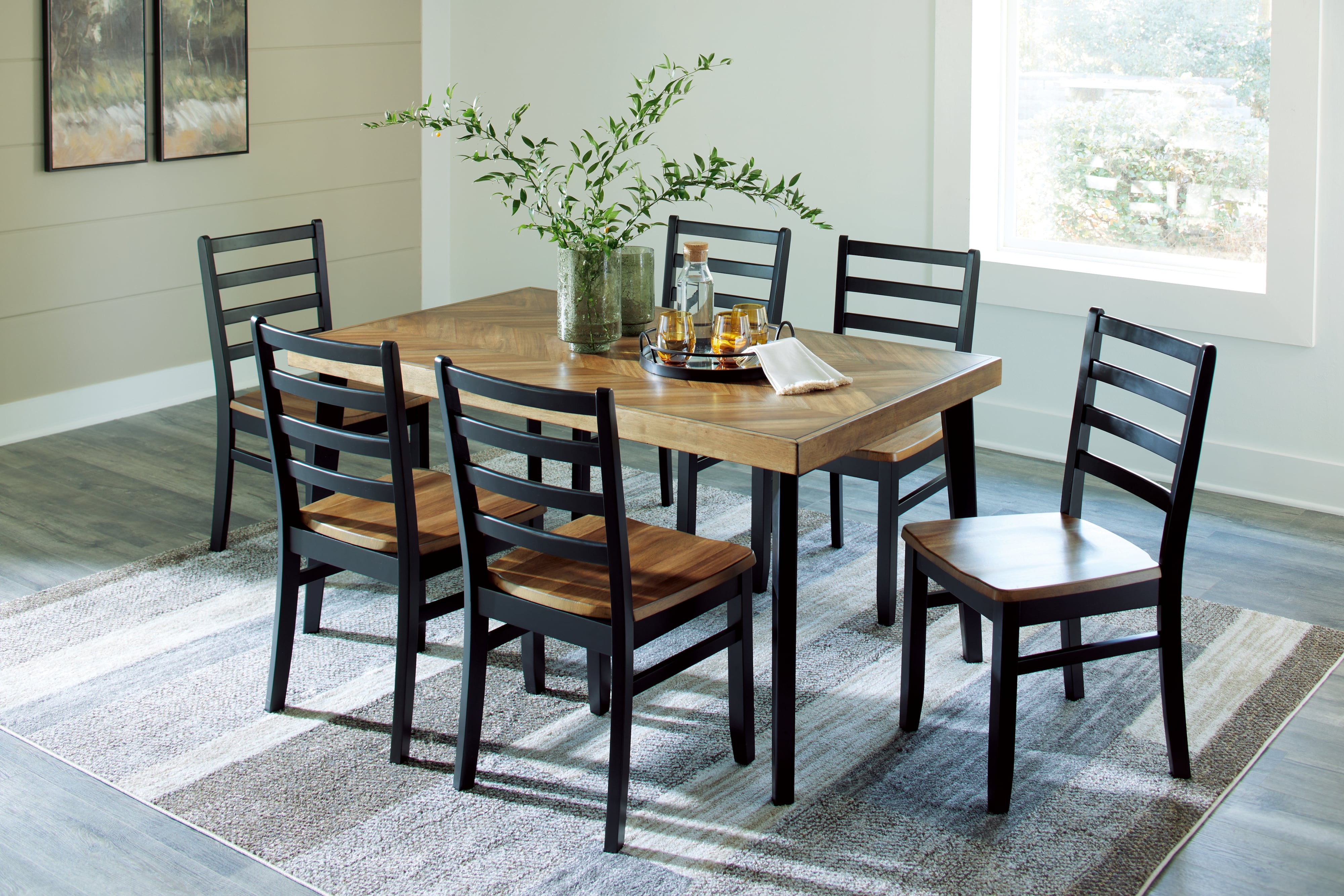 Signature Design by Ashley Blondon D413-425 Dining Table And 6 Chairs ...
