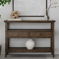 Rustic Woodmill 2-Drawer Console Table with Open Shelving