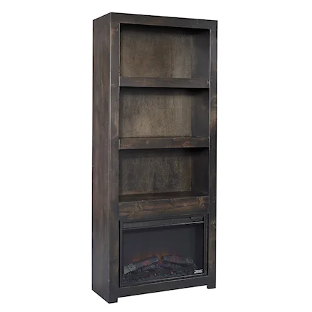 Contemporary 74" Fireplace Display Case with Open Shelving