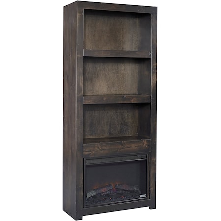 Contemporary 74" Fireplace Display Case with Open Shelving