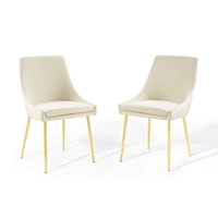 Performance Velvet Dining Chairs - Gold/Ivory - Set of 2