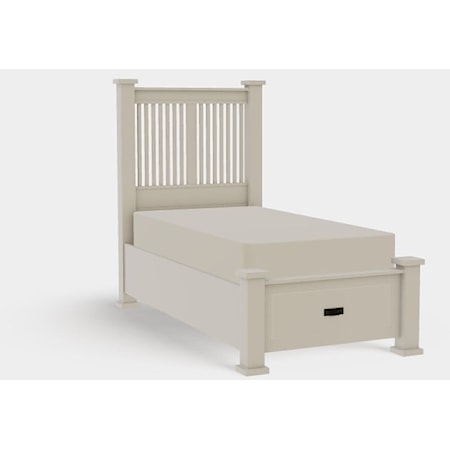 American Craftsman Twin XL Prairie Spindle Bed with Footboard Storage
