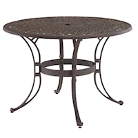 Traditional Outdoor Round Dining Table with Cast Aluminum Frame