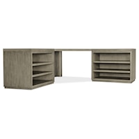 Casual Corner Office Storage Desk with 2 Open Shelf Cabinets