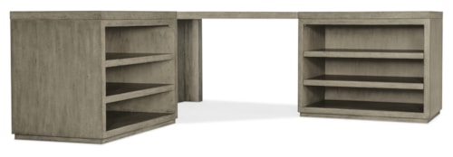 Casual Corner Office Storage Desk with 2 Open Shelf Cabinets