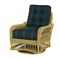 Casual Outdoor Wicker Swivel Chair W/ Buttons Back