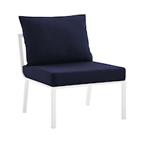 Riverside Coastal Outdoor Patio Aluminum Armless Chair - White/Navy