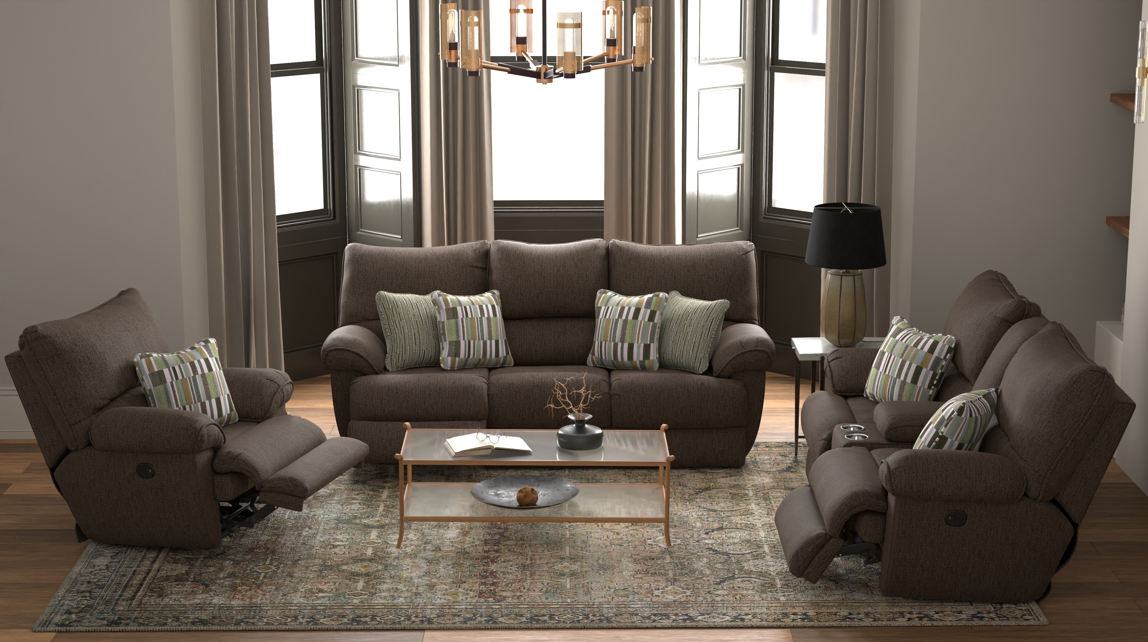 Catnapper Lenny Lay Flat Power Reclining Console Loveseat