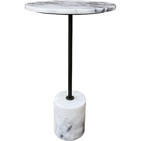 Transitional Accent Table with White Marble Top